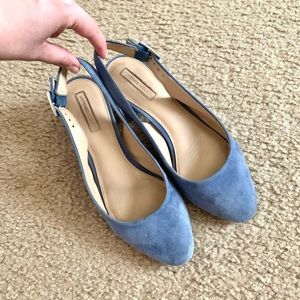 Blue suede genuine leather shoes size 8